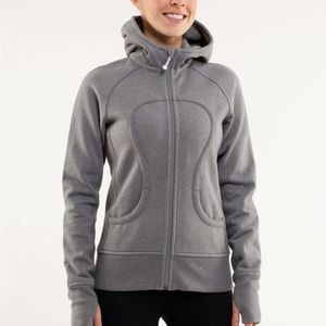 Sparkle Gray Full Length Zipper Scuba With Hood